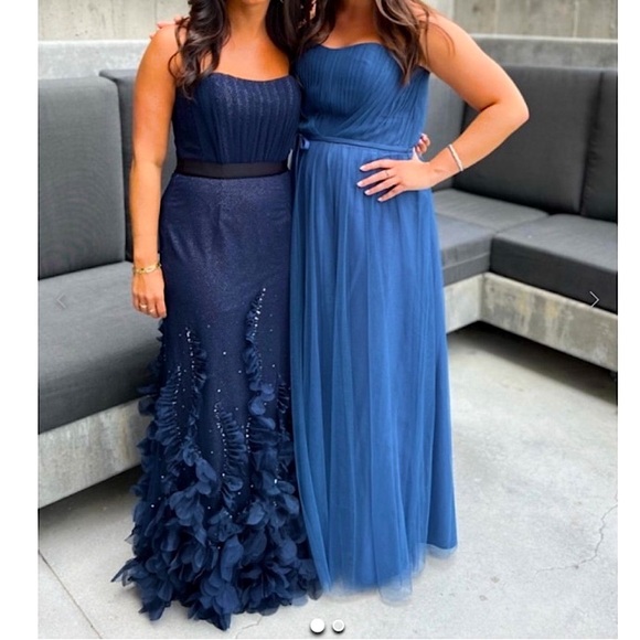 New Marchesa Strapless Appliqué Sequins Maxi Dress Gown Formal Prom Wedding - Picture 12 of 15